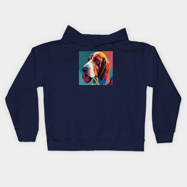 Basset Hound Pop Art Design Kids Hoodie by Star Scrunch